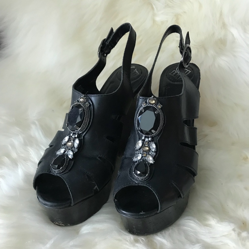 BCBG Ombre Platform Rhinestone Mules, Size 37.5